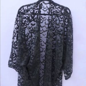 *The Beheaded Handmade Halloween Black Plus Size Open Front Sheer Bats Kimono